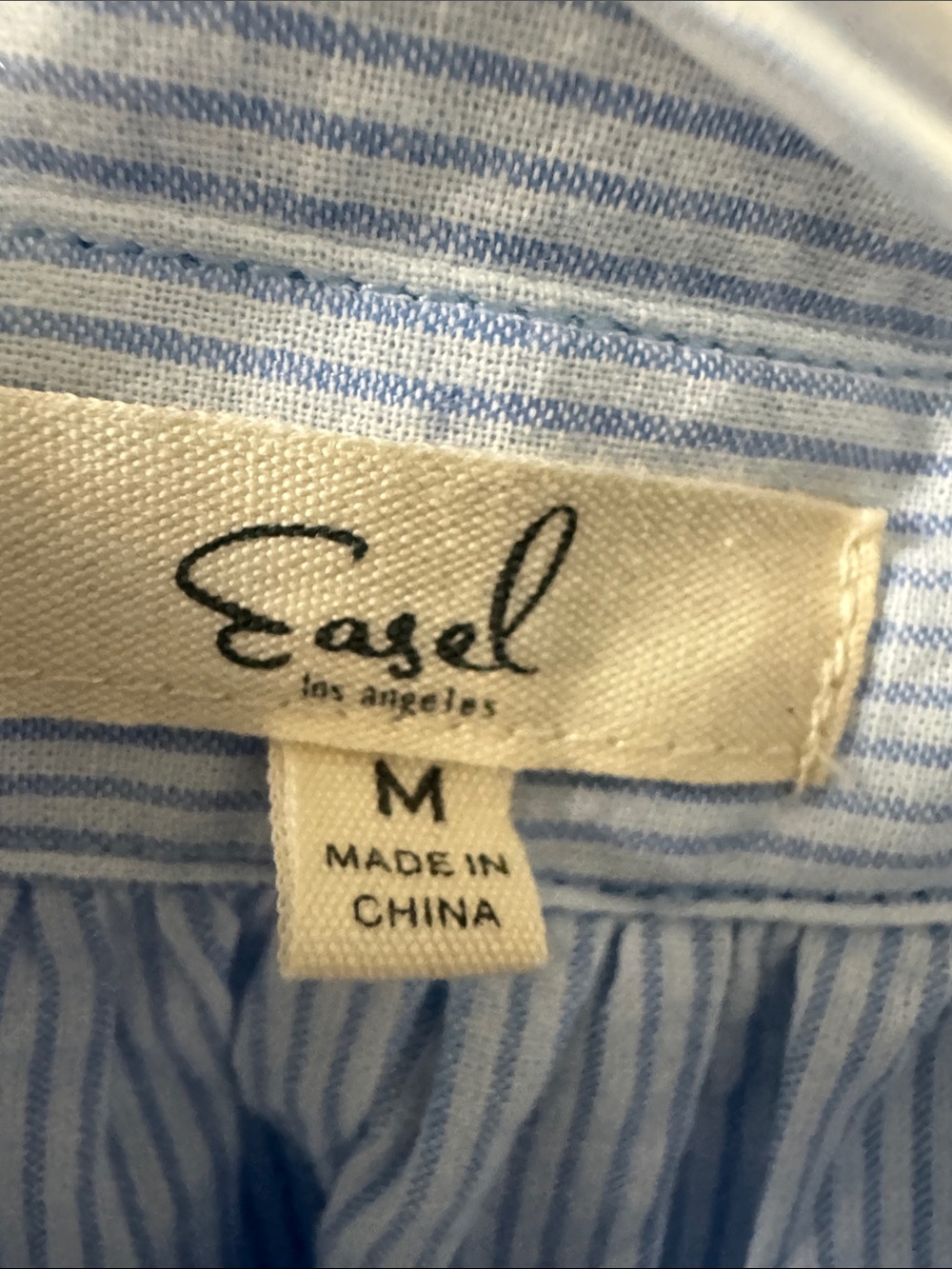 easel Light Blue & White Striped Button-Front Babydoll Tunic - Picture 5 of 8